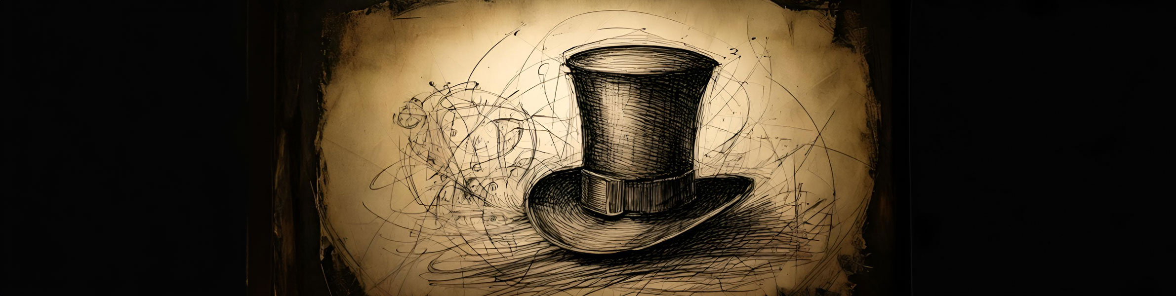 sepiabraunes Bild mit einem Zylinder